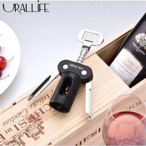 URALLIFE Circle Joy 2 in1 Portable Red Wine Opener Wing Type Red Wine Corkscrew Metal Bottle Opener Handle Bottle Opener Remover