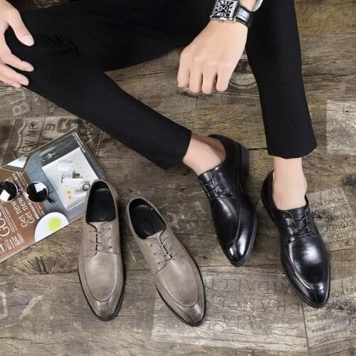 Casual Genuine Leather Shoes Fashion Men Oxfords Dress Wedding Shoes Formal Male Vintage British Breathable Business Party Shoes