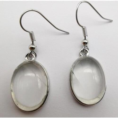 Clear Crystal Stone Oval Beads Dangle Earrings Jewelry For Woman Gift T261