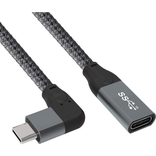 Right Angle USB C 90 Degree Male to Female Adapter USB 3.1 Type C Down Extension Cable Cord Charging & data Sync Connector