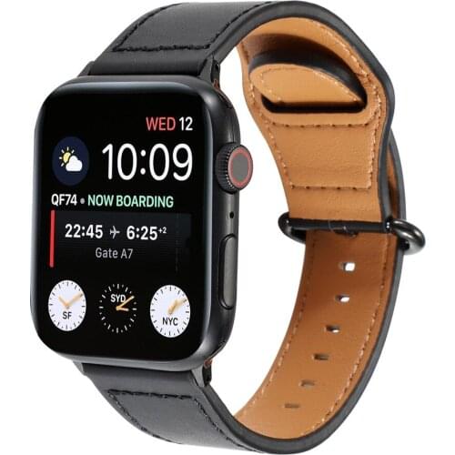 Genuine Leather High-end Strap for Apple Watch Band Series 5 4 3 2 1 Solid Color Classic Bracelet for iwatch 38mm 42mm 40mm 44mm