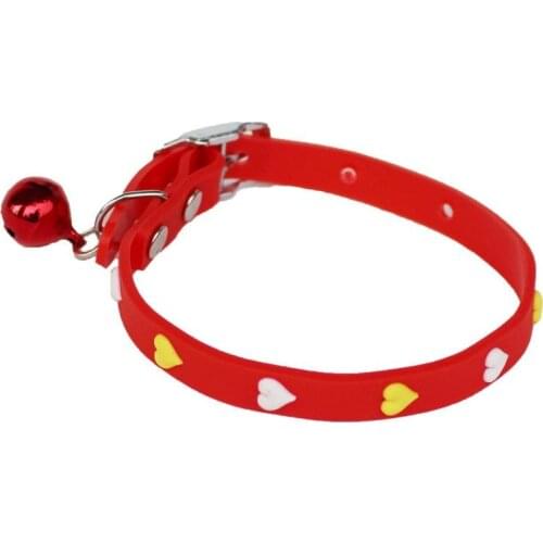 Rubber Pet Collar Cute Kitten Adjustable Collar For Small And Medium Dogs Heart Decor Collar With Small Bell Dog Accessories
