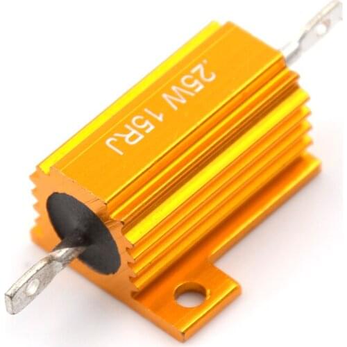 RX24 25W 15R 15RJ Power Metal Shell Aluminium Gold Resistor 25Watt 15 ohm Power Heatsink Resistance Golden Heat Sink Resistor