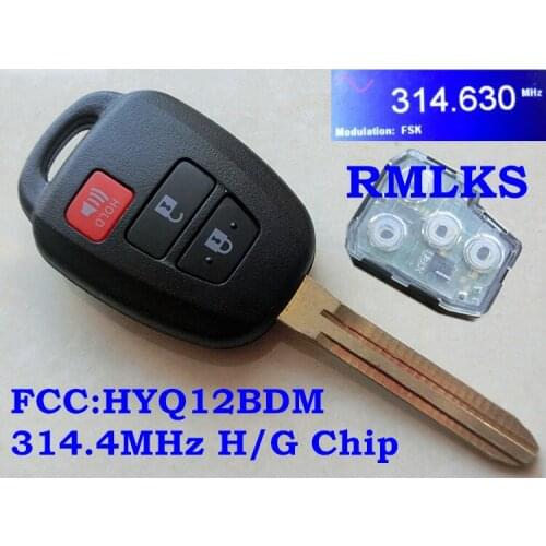 RMLKS HYQ12BDM 3 Button Remote Key Fob With 314.2 Mhz G H Chip Fit For Toyota Camry 2012 2013 2014 Uncut TOYY43 Blade