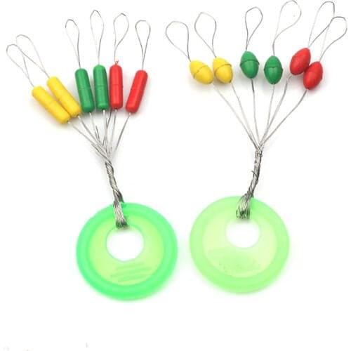 Rompin 10sets Colorful Olives Cylindrical Carp Fishing Line Space Beans Stoppers Floating Float Connector Rubber Stops S M L