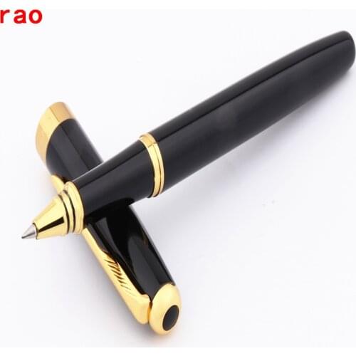 Deluxe quality BAOER 388 Black Business office Medium Nib Rollerball Pen Gold Sword Hook Trim New