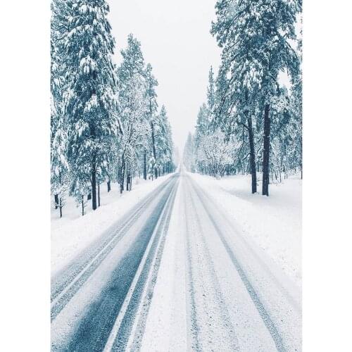 Snow Road Trees Winter Photographic Background Customized Backdrop for Baby Children Portrait Scenic Photophone Photo Studio