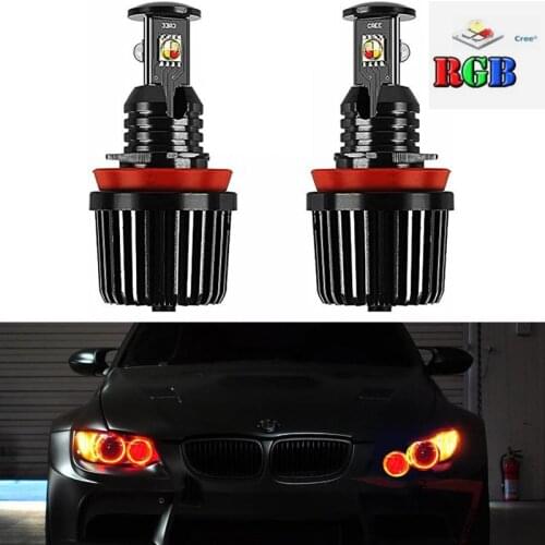2X RGB Changeable E92 H8 LED Angel Eyes Canbus Halo Ring Light Bulbs for BMW X5 E70 X6 E71 E90 E91 E92 M3 E89 E82 E87 Headlight