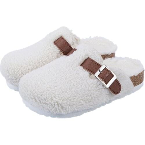 2020 New Parent-Child Shoes Real Wool Muller Shoes Comfortable Flat Slippers