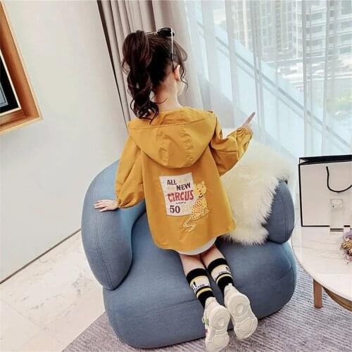 2021 Spring Autumn Girls Windbreaker Coat Windproof Jacket Hooded Outwear Cute Casual Kids Children Clothing 3-12Years Old