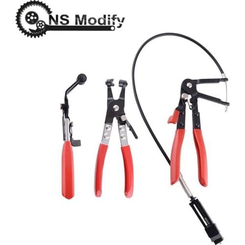 NS Modify 3Pcs Auto/Car Repairs Hand Tools Bent Nose Hose Clamp Pliers Cable Type Flexible Wire Long Reach Hose Clip Pliers