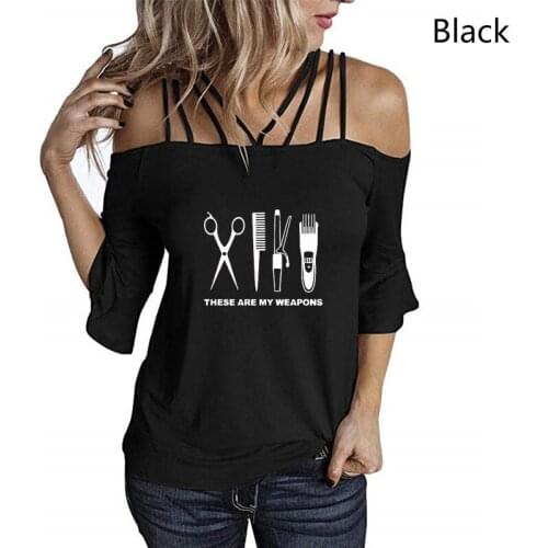 These are my Weapon Print Flare Sleeve Sexy Shirt Female Summer Half Sleeve T-Shirt Women Hairdresser Barber Lover Gift Femme