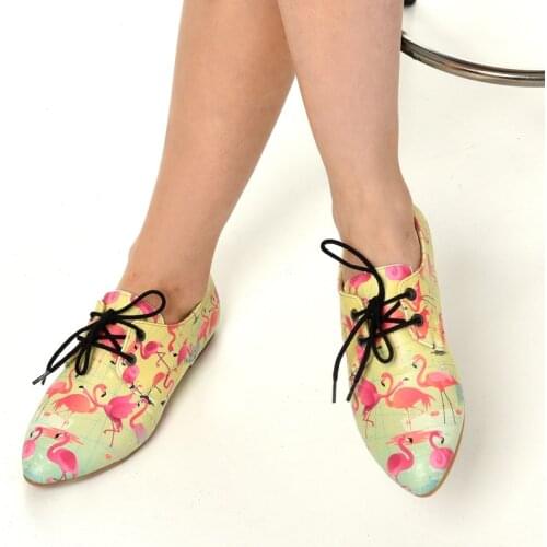 Oxford Womens shoes printed with Flamingo pattern