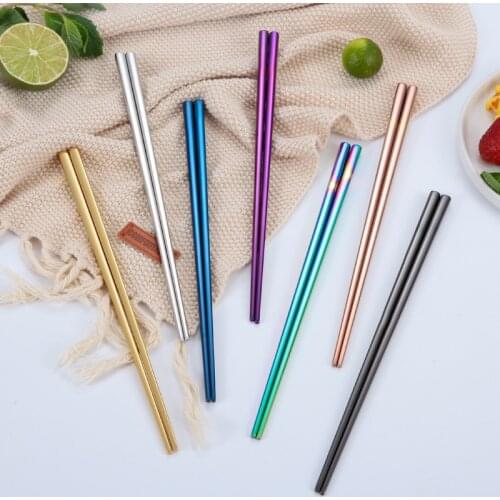 1 Pair Stainless Steel Chopstick Chinese Non-Slip Reusable Metal ChopsticksSushi Hashi Food Stick Tableware Kitchen Accessories