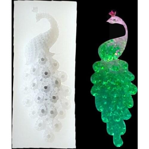 3D Peacock Mould Full Mirror DIY Crystal Dropping Glue Mould Mobile Phone Shell Translucent Silica Gel Mould Dropping Glue