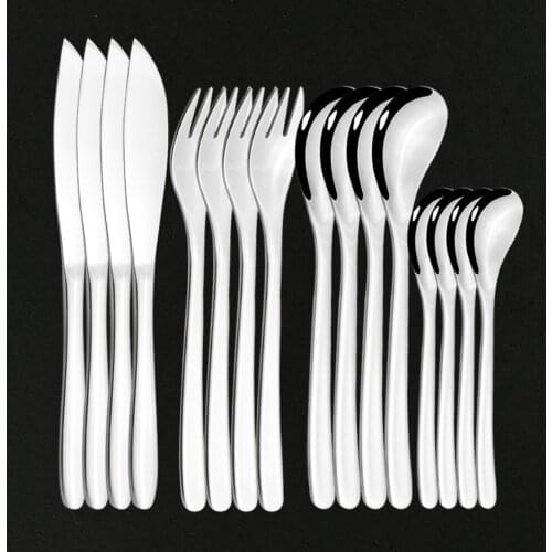 4Set Cutlery Set Mirror Silver Dinner Set Classic Restaurant 18/10 Stainless Steel Kitchen Wedding Dining Dinnerware Tableware
