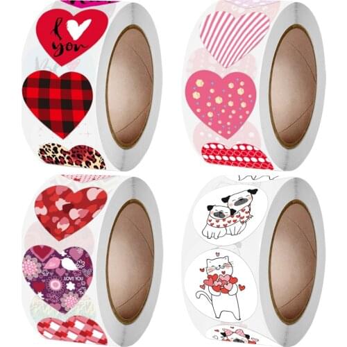 500pcs/roll Scrapbooking Gift Packaging Seal Birthday Party Love Heart Shaped Label Sticker Wedding Supply Stationery Stickers