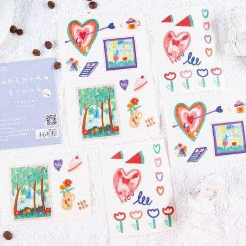 6packs/LOT small oil paint series stationery sticker Creative decoration DIY misty surface PET sticker