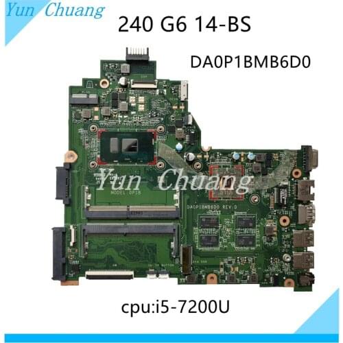 925431-601 925431-501 925431-001 For HP 240 G6 14-BS Laptop Motherboard DA0P1BMB6D0 SR2ZU I5-7200U CPU 520 2GB GPU