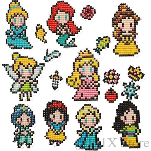5D Diamond Painting Fridge Magnet Full Drill Cartoon Princess Picture Rhinestone Art Crafts DIY Christmas Gifts For Children