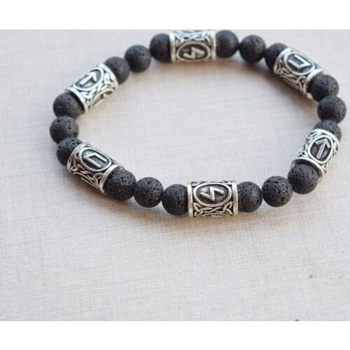 SanLan SanLan Viking rune Lava bead bracelet Bracelet life force energy overcoming the crisis achieving the goal