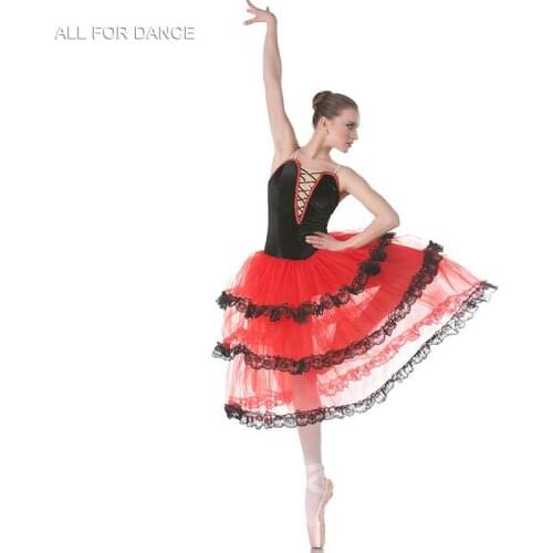 Spanish Long Ballet Tutu Girl & Women Ballet Costume Romantic Ballet Tutu Ballerina Dance Costume Stage Ballet Costume