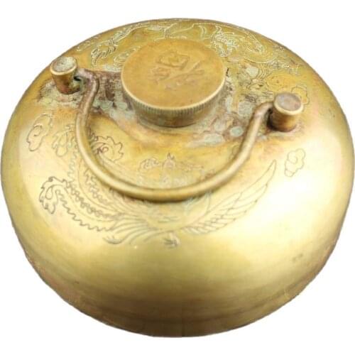 Chinese Old Bronze Statue Collection Brass Fuke Warm Hand Stove