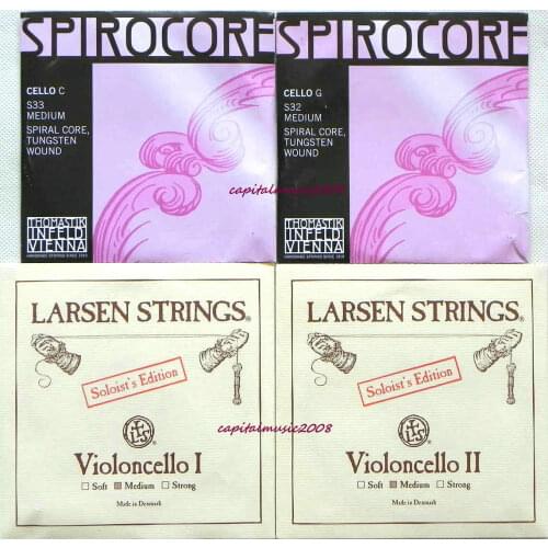 Cello Set 4/4 Spirocore Tungsten G,C (S32,S33) Larsen Soloist A,D Medium