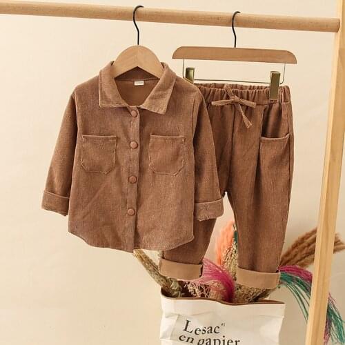 Girls Clothing Suits Tracksuit Autumn Spring Fashion Shirt Long Sleeved Tops+Pants 2 Pieces Solid Color Children Active Costume