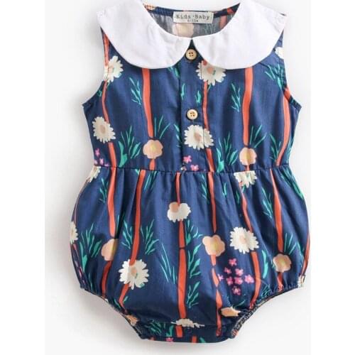 Cute 0-3T Summer 100%Cotton Floral Baby Girl Rompers Newborn Clothes Roupas de bebe Girls Onesie Sleeveless Jumpsuits