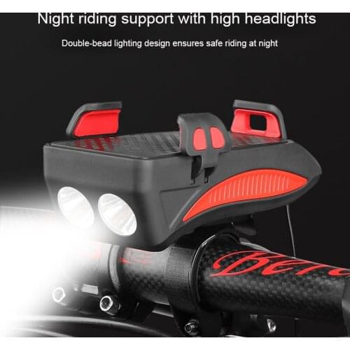 Multi-function Bike Light With Phone Holder Bicycle Lamp With Speaker Smartphone Mount Stand 2000/4000mAh Power Bank Front Torch