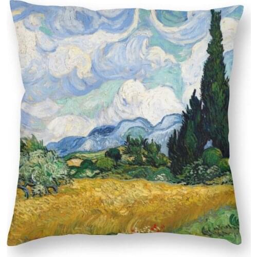 Wheat Field With Cypresses Cushion Cover Double-Sided 3D Printing Vincent Van Gogh Floor Pillow Case for Sofa Fashion Pillowcase