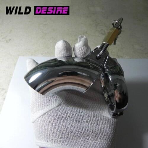 NEW Sexoshop Stainless Steel Male Chastity Device Cock Cage Virginity Lock Penis Lock Cock Ring Chastity Belt Adult Game SM 18