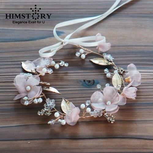 Champagn Flower Hairband Bridal Headband Tiaras Wedding Hair Accessories Women Golden Leaves Headpiece Bridal Hair Jewelry