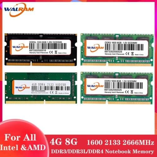 WALRAM memoria ram DDR2 DDR3 DDR4 2GB 4GB 8GB Laptop Memories 800 1333 1600 1866 2133 2400 2666MHz DDR3L 204pin Notebook memory