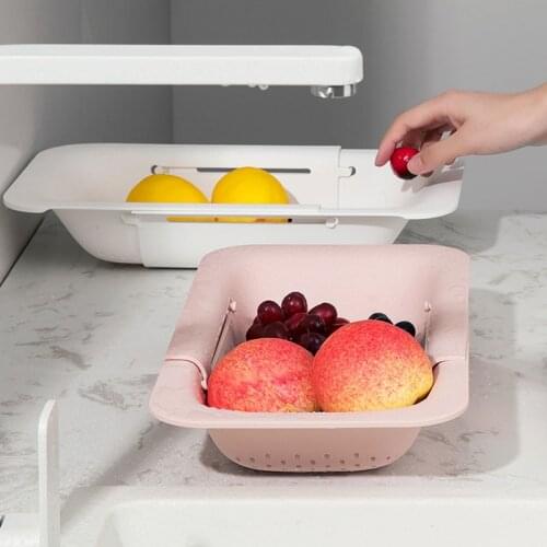 Adjustable Vegetable Basket Dish Sink Drainer Rack Holder Tray Home for Bowl Plate Fruit Storage Organizer Kitchen Accessories