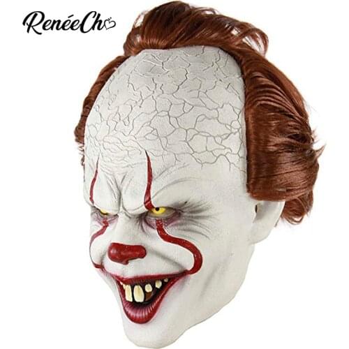Reneecho scary Killer pennywise mask Stephen Kings Mask Horror Clown Joker Masks Halloween Mask Led