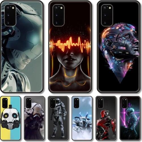 Robot cool man Phone Case For Samsung Galaxy Note S21 20 10 9 E Lite UW Ultra 5G PRO Black Shell Cover