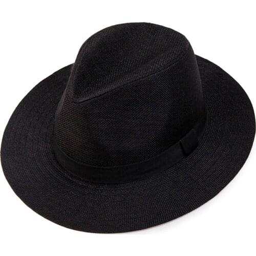 Sun Hat Summer Sunscreen Hats Men Middle-aged Linen Black Plain Weave Flat Top Visor Cap Gentleman One Size Casual Solid Hats
