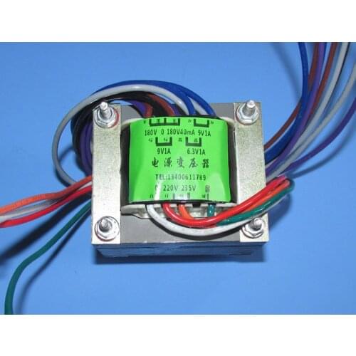 39W power transformer EI66x40 Z11 iron core for tube amplifier, 220V input, 180V-0-180V 0.04A, 9V 1A, 9V 1A, 6.3V 1A