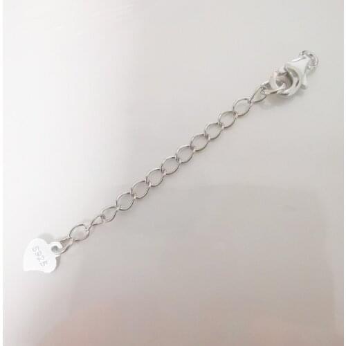 Solid 925 Sterling Silver Lobster Trigger Clasp with Extender Chain Rhodium plated