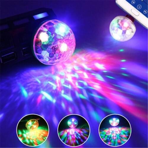 USB LED Atmosphere Car Light Stage Magic DJ Disco Ball Lamp Indoor Home Party USB To Apple Android Phone Voice control Lights