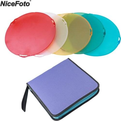Universal NiceFoto 5pcs Standard Beauty Dish Reflector Color Filters Diffuser F185mm with Carry Bag Different Colors Photograph