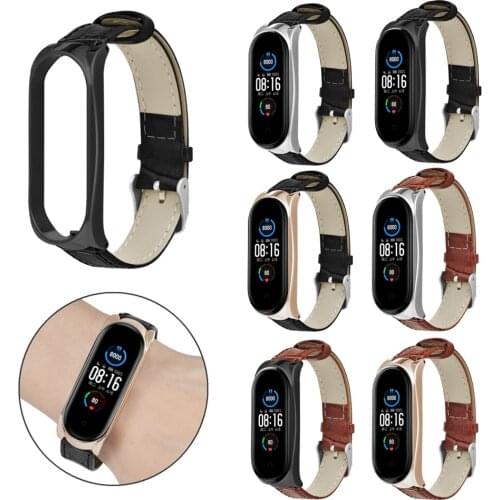 Vintage Bamboo Grain Watchband With Alloy Frame For Xiaomi Mi Band 5/5 NFC Replacement Wristband Casual Adjustable Strap