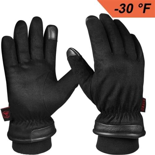 OZERO Waterproof Gloves Touch Screen Motorcycle Gloves Leather Genuine Deerskin Warm Riding Heated Moto Gloves Winter Men Women