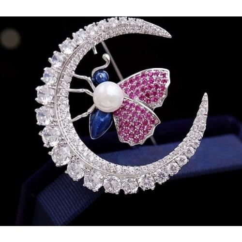 High Quality Pearl Zircon Bee Fashion Brooch Female Accessories Pin Temperament