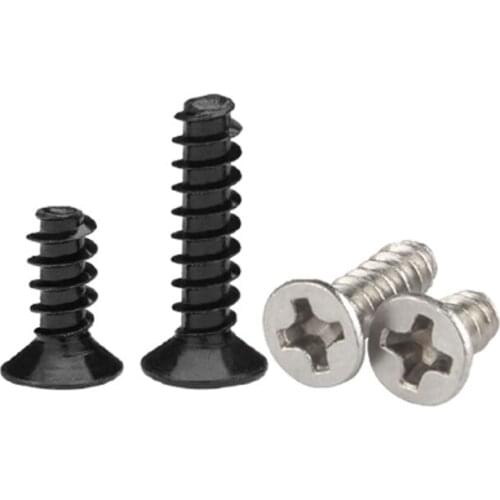 Wkooa Computer Screws Steel Flat Head Nickel/Black Screws Phillips Drive