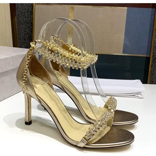 Women Shoes Summer Female Party Sandals New Chaussure Ete Femme Peep Toe Sandalias High Heels Fashion Sandales Crystal Shoes