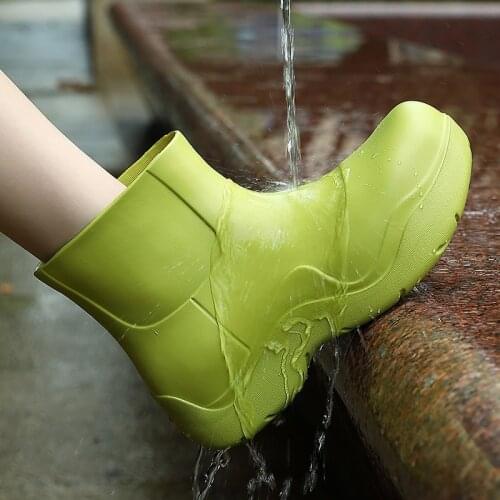 2021 New Brand Women Rain Boots New Rubber Ladies Walking Non-slip Waterproof Ankle Rainboots Casual Thick Bottom Short Boot S