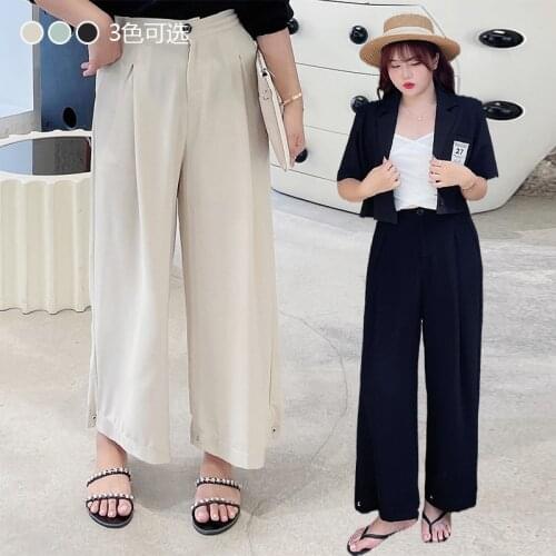 Large size womens summer dress new fat MM drooping chiffon two wear nine-point wide-legged pants suit pants